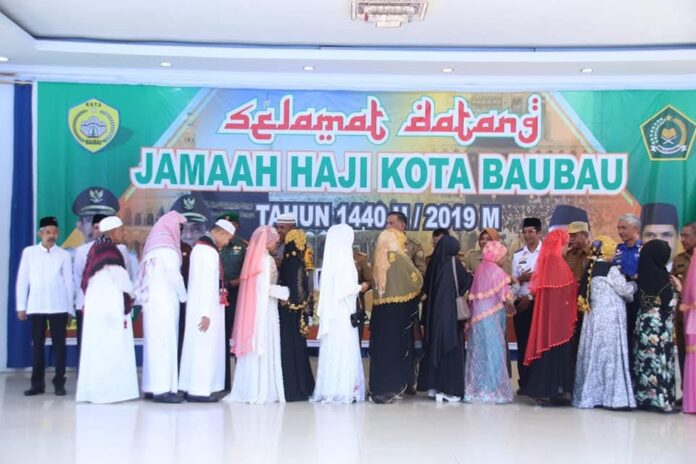 Penyambutan jemaah haji Kota Baubau tahun 2019. Foto Kominfo Baubau